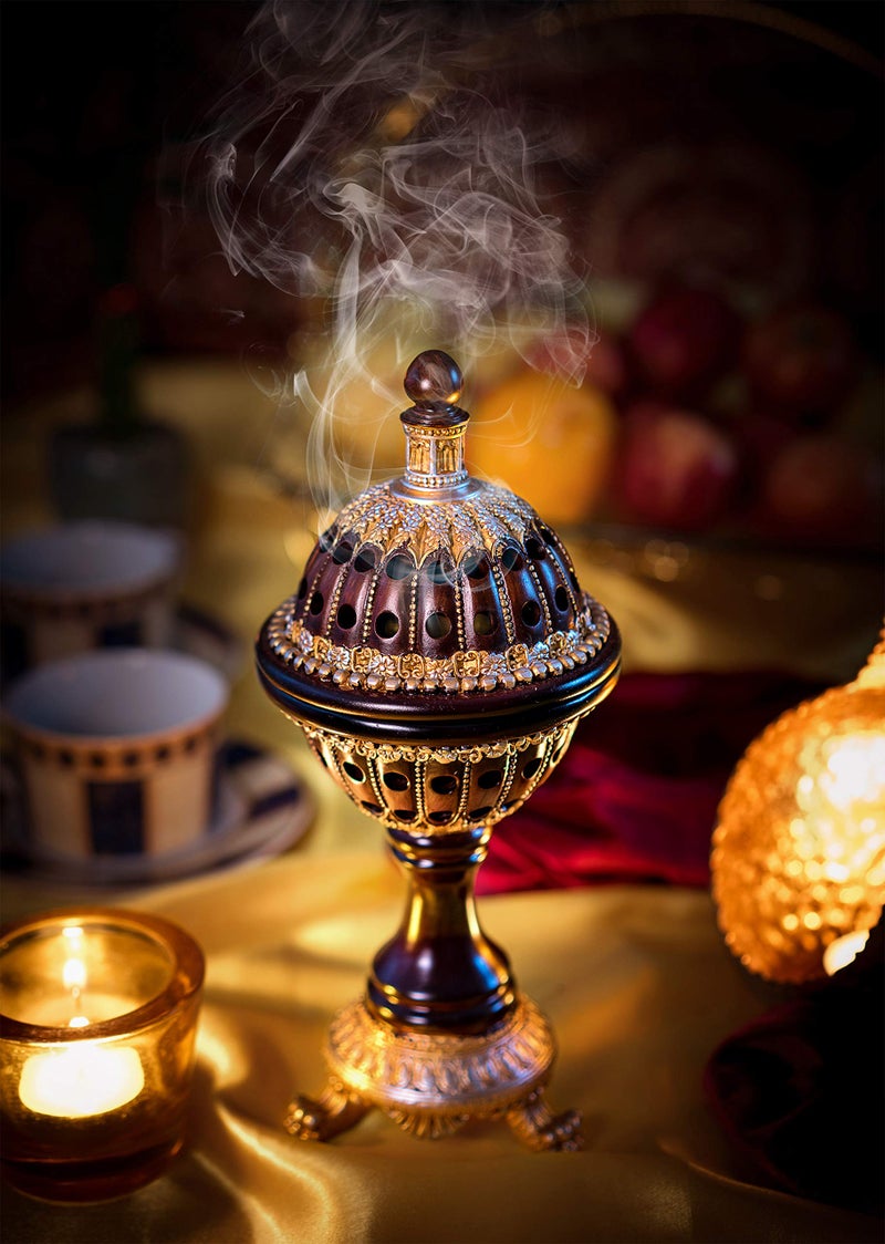 AM Lux Globe Incense Burner - Bakhoor Cone Holders | Frankincense Burner Charcoal | Mabkhara | for Office & Spiritual Decor (Brown) - Image 4